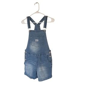 WallFlower Blue Denim Shortalls Overalls Medium Wash Size M